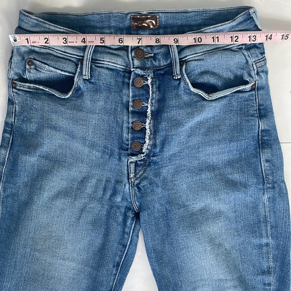 MOTHER The Fly Cut Stunner Ankle Fray Night On a Shiny White Vespa Blue Jeans 26 - Picture 15 of 17